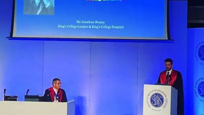 Jonathan Shapey delivers the Hunterian Lecture at the Society of British Neurological Surgeons autumn congress